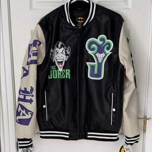 Batman Members Only Black & Cream Varsity JOKER Jacket Size MED New